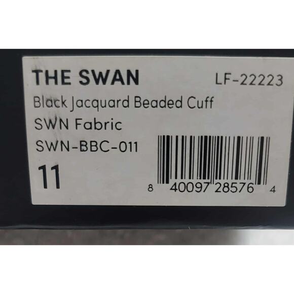 NWT Women's Birdies The Swan Black Satin Jacquard Beaded Cuff size 11 Glam - Picture 5 of 6